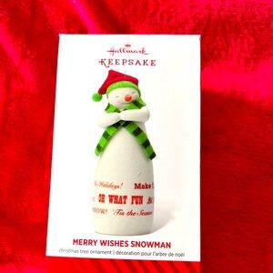 Hallmark Merry wishes snowman Christmas ornament